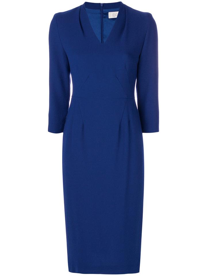Goat - Eartha Dress - Women - Polyester/acetate/wool - 10, Blue, Polyester/acetate/wool