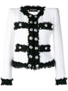 Balmain Contrast Fringe Tweed Jacket - White
