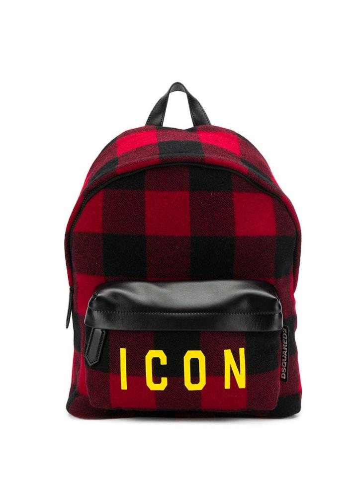 Dsquared2 Plaid Icon Backpack - Black