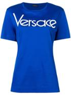 Versace Logo Print Round Neck T-shirt - Blue