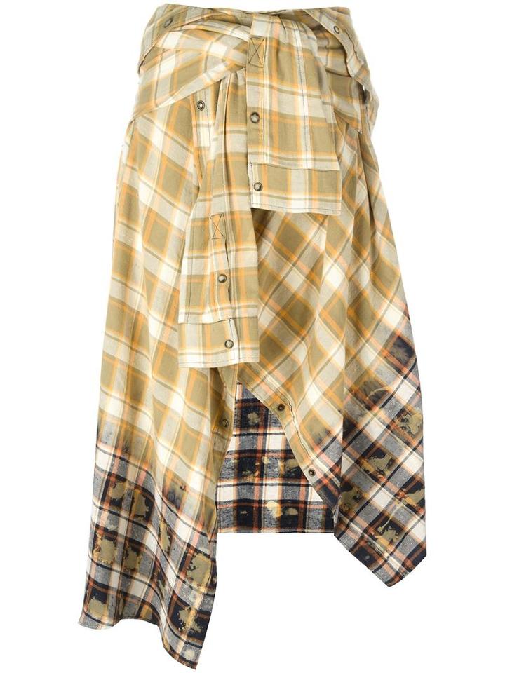 Faith Connexion Shirt Effect Checked Skirt, Women's, Size: Medium, White, Cotton