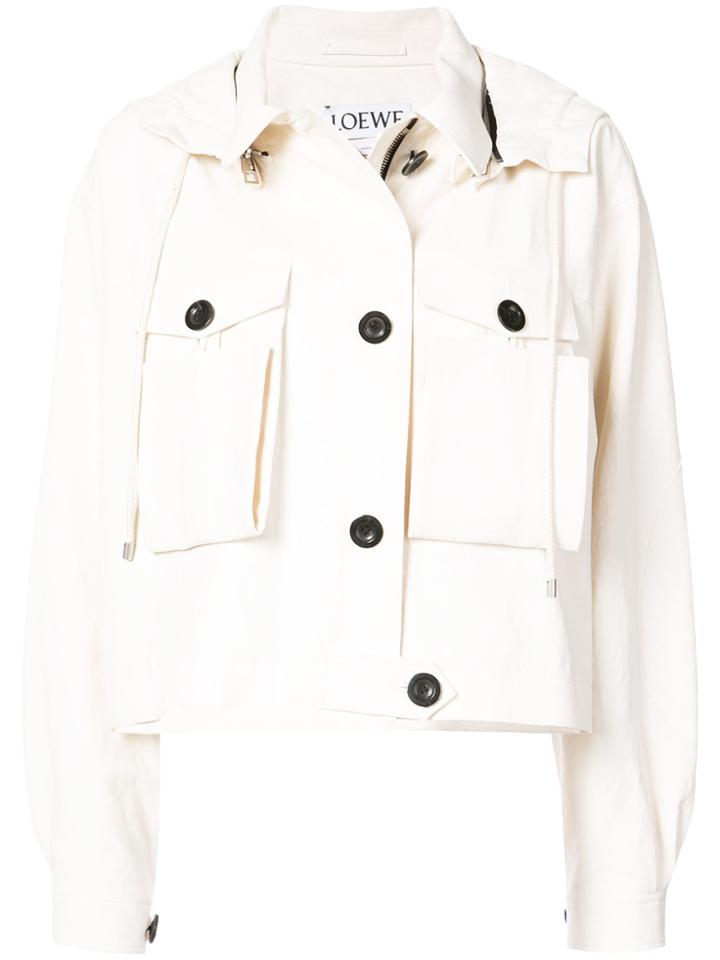 Loewe Cropped Hooded Jacket - White