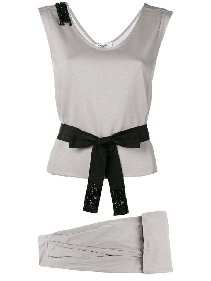 's Max Mara Belted Sleeveless Midi Dress - Grey