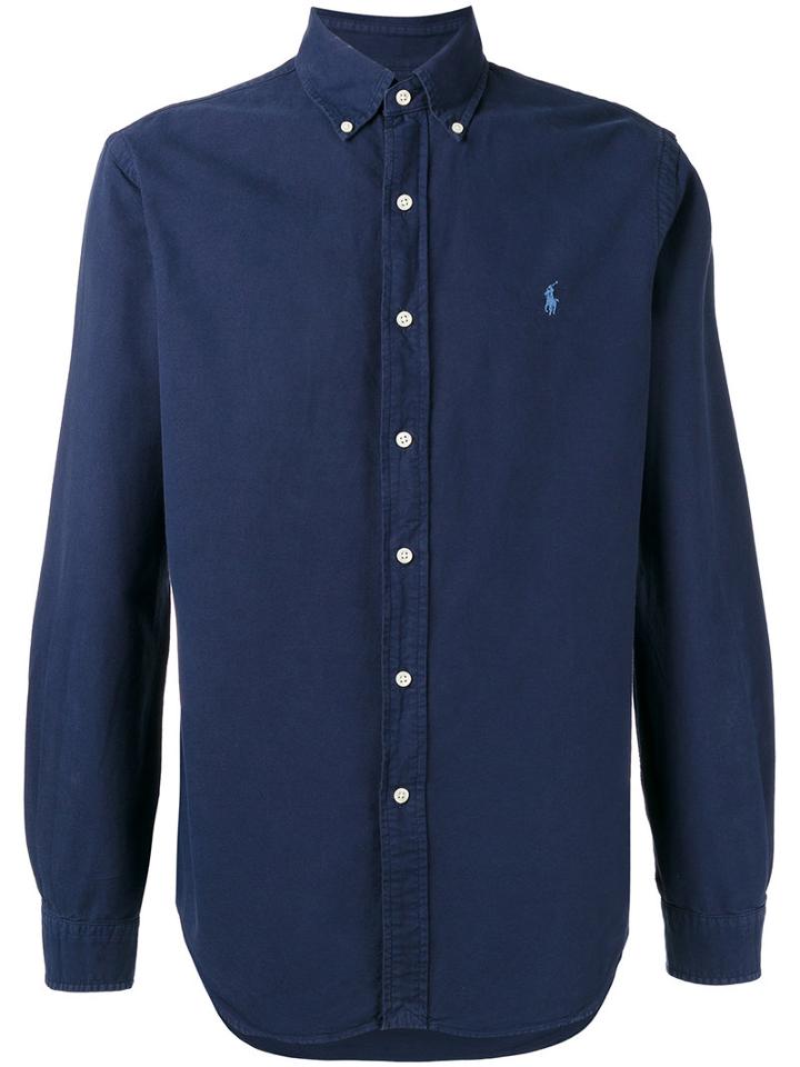 Polo Ralph Lauren - Embroidered Logo Button-down Shirt - Men - Cotton - M, Blue, Cotton