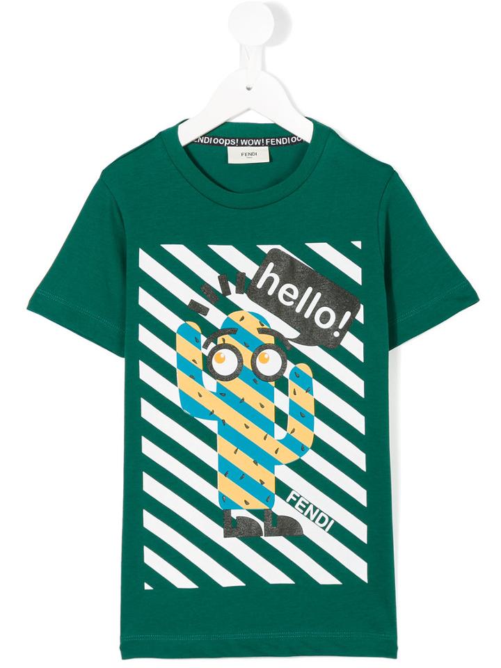 Fendi Kids - Cactus Motif T-shirt - Kids - Cotton - 10 Yrs, Green