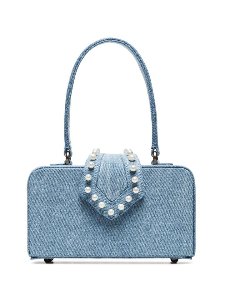 Mehry Mu Blue In The 50s Pearl Embellished Denim Box Bag