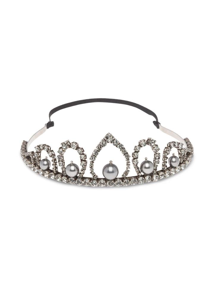 Miu Miu Pearl And Crystal Embellished Headband - Metallic