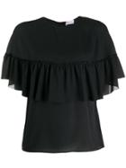 Red Valentino Frilled Tier Top - Black