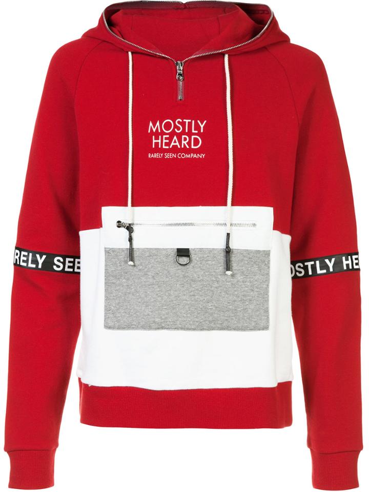 Mostly Heard Rarely Seen Patchwork Hoodie - Red