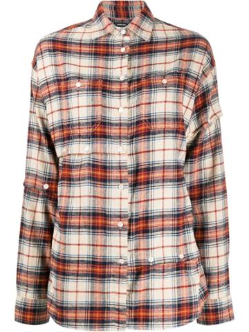 R13 Asymmetric Style Plaid Shirt - Orange