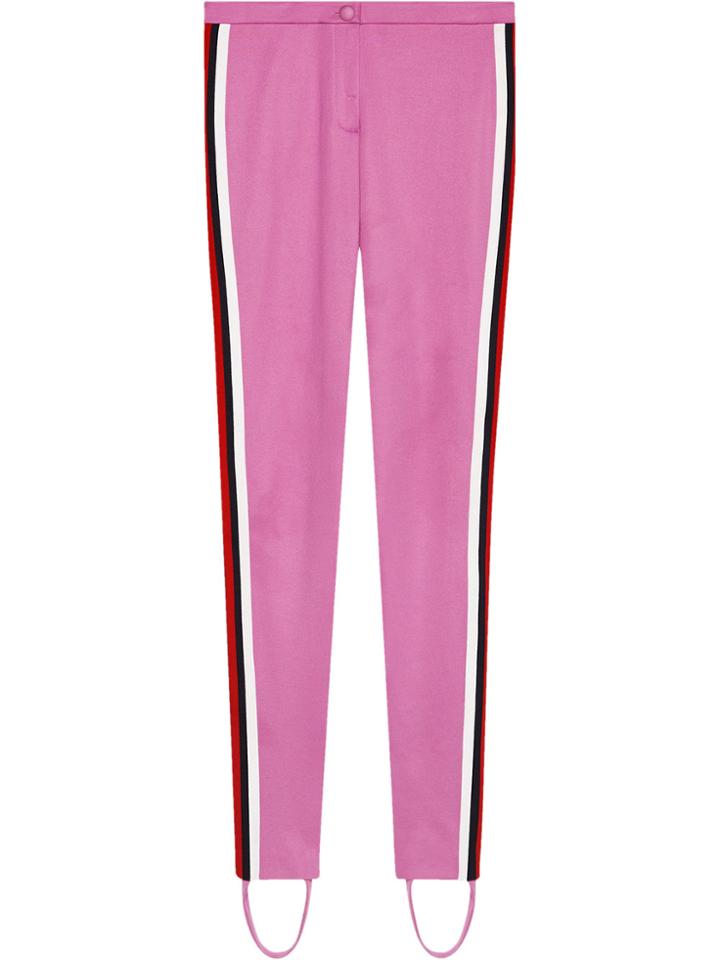 Gucci Jersey Stirrup Leggings With Web - Pink & Purple