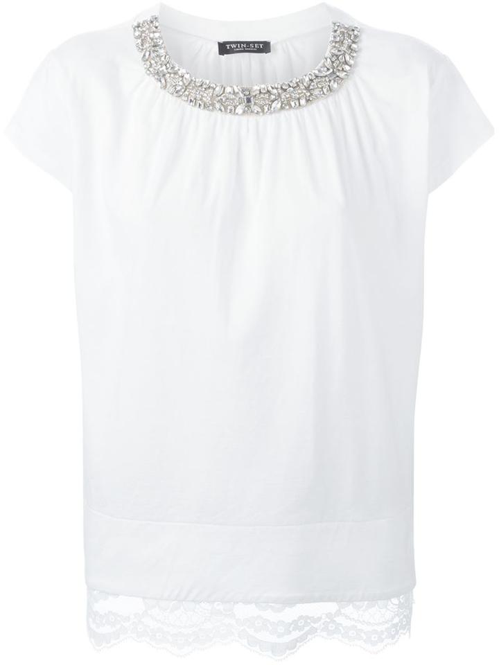 Twin-set Embellished Neck T-shirt