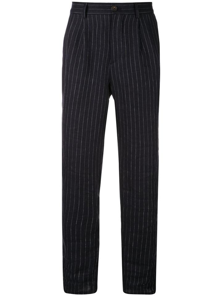Brunello Cucinelli Pinstripe Slim Fit Trousers - Black