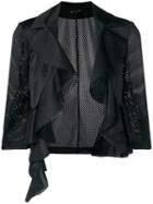 Comme Des Garçons Pre-owned Ruffle Trim Cropped Jacket - Black
