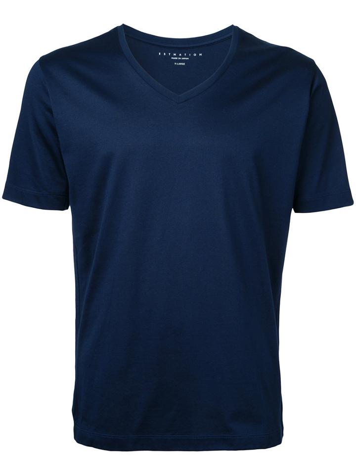Estnation V-neck T-shirt, Men's, Size: Medium, Blue, Cotton