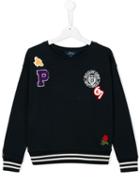 Ralph Lauren Kids Patch Detail Sweatshirt, Girl's, Size: 16 Yrs, Blue