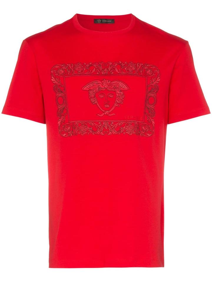 Versace Medusa Embroidered Cotton T-shirt