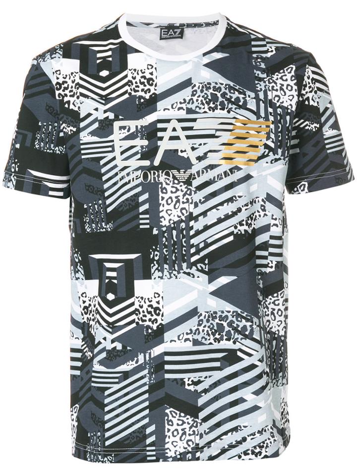 Ea7 Emporio Armani Mixed Print Logo T-shirt - Grey