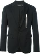 Dsquared2 Zip Pocket Suit Jacket, Men's, Size: 50, Black, Cotton/calf Leather/polyester/virgin Wool