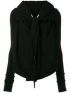 Rick Owens Drkshdw Front Knot Hooded Cardigan - Black