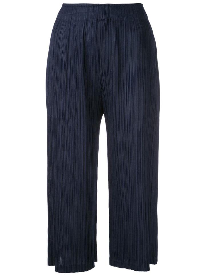Pleats Please By Issey Miyake Cropped Loose Trousers - Silver