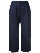 Pleats Please By Issey Miyake Cropped Loose Trousers - Silver