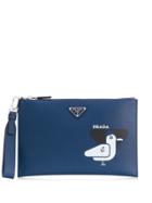 Prada Seagull Printed Clutch Bag - Blue
