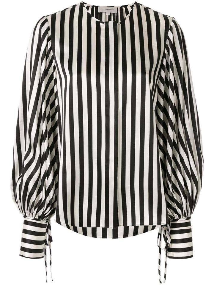 Lee Mathews Silk Striped Blouse - Black