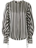 Lee Mathews Silk Striped Blouse - Black