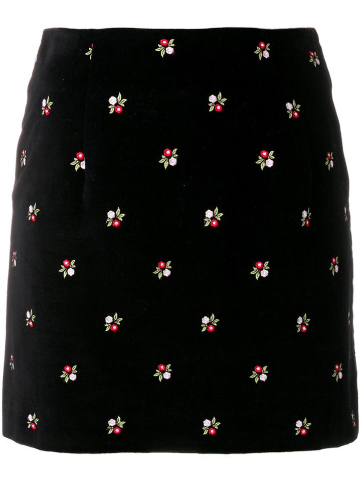 Alexa Chung Floral Mini Skirt - Black