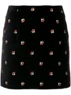 Alexa Chung Floral Mini Skirt - Black