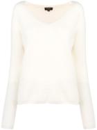N.peal V-neck Ribbed Jumper - White