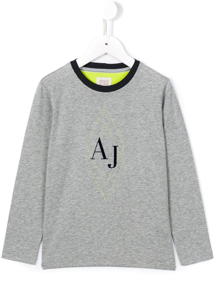 Armani Junior Logo Print T-shirt, Boy's, Size: 7 Yrs, Grey