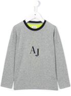 Armani Junior Logo Print T-shirt, Boy's, Size: 7 Yrs, Grey