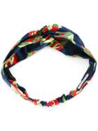 Gucci - Gg Wallpaper Print Headband - Women - Silk - One Size, Blue, Silk