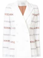 Ingie Paris Embroidered Double-breasted Blazer - White