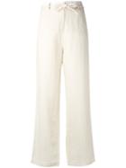 Armani Jeans - Wide-leg Trousers - Women - Linen/flax - 40, Nude/neutrals, Linen/flax