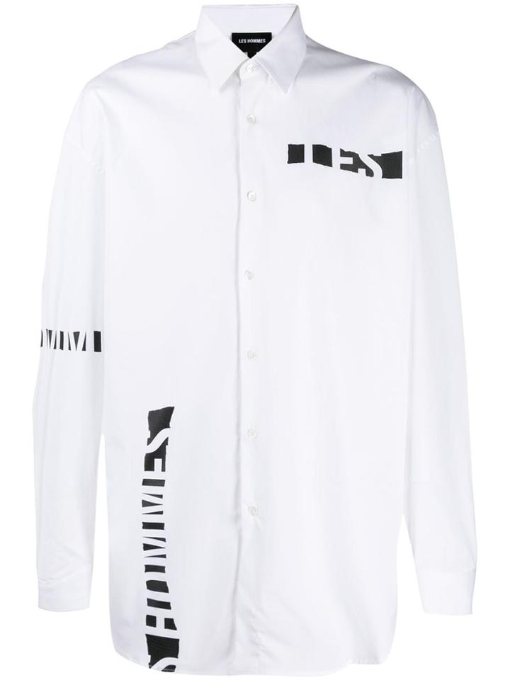 Les Hommes Oversized Logo Shirt - White