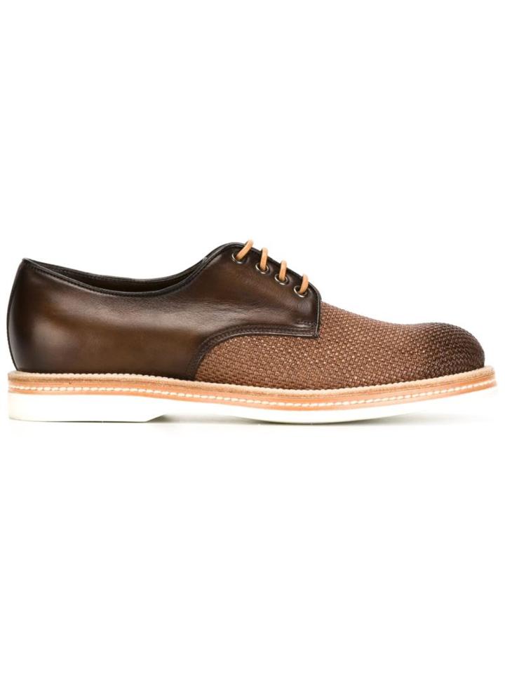 Santoni Woven Toe Lace-up Shoes