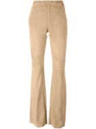 Drome Flared Trousers, Women's, Size: Xs, Nude/neutrals, Leather/viscose/polyester