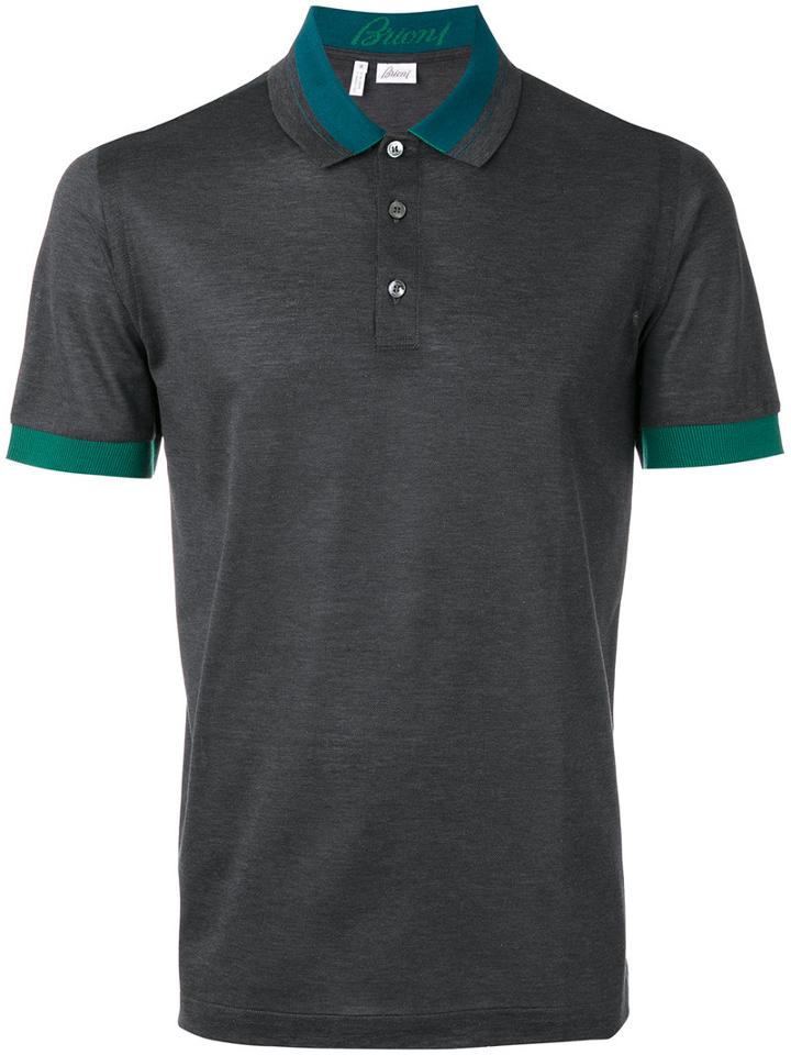 Brioni - Contrast Trim Polo - Men - Cotton - Xxl, Grey, Cotton