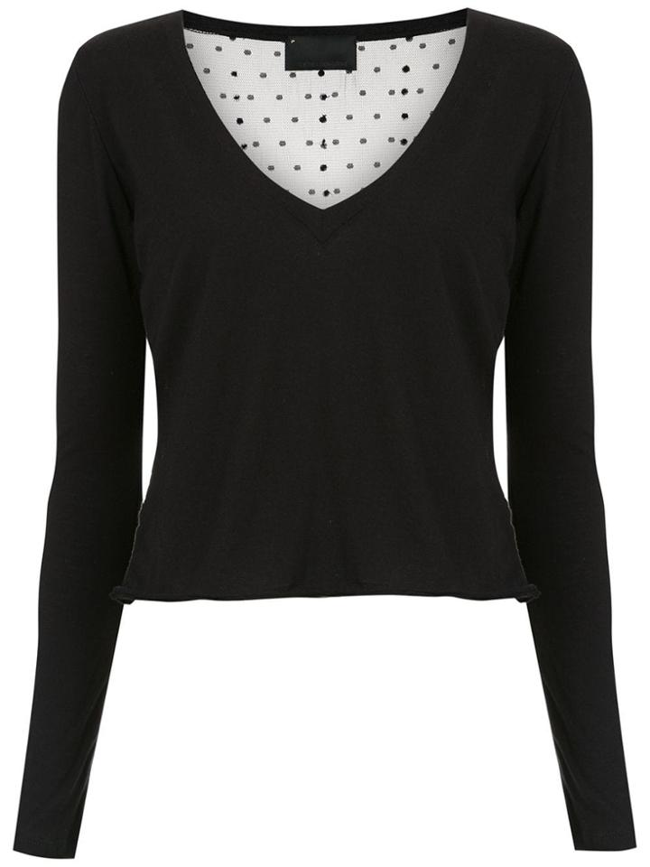 Andrea Bogosian Embellished Tulle Top - Black