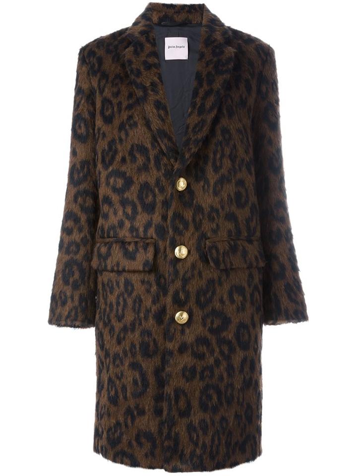 Palm Angels Leopard Print Coat, Women's, Size: 38, Brown, Polyamide/polyester/viscose/virgin Wool