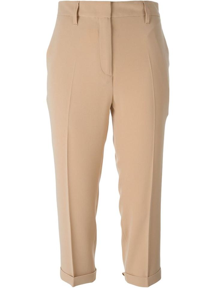 Alberto Biani Tailored Cropped Trousers, Women's, Size: 44, Nude/neutrals, Polyester/triacetate