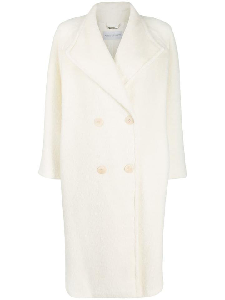Alberta Ferretti Double-breasted Long Coat - White