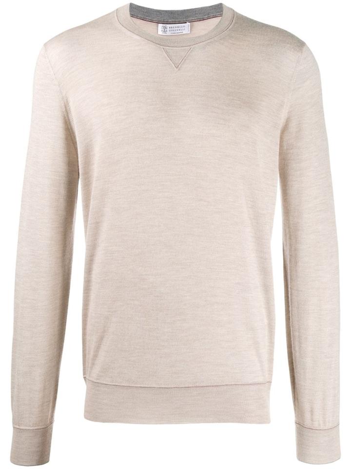 Brunello Cucinelli Contrast Stitch Jumper - Neutrals