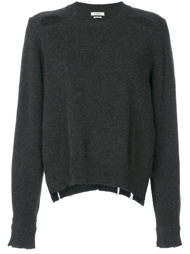 Isabel Marant Étoile - Cut Out Detail Top - Women - Cotton/wool - 34, Grey, Cotton/wool