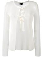 Emporio Armani - Rib Knit Tied Open Front Cardigan - Women - Polyester/viscose - 38, Nude/neutrals, Polyester/viscose