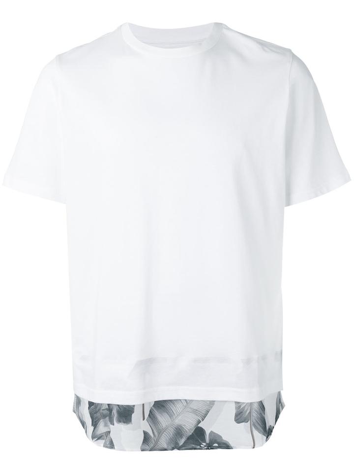 Oamc Contrast Printed Hem T-shirt, Men's, Size: Large, White, Cotton