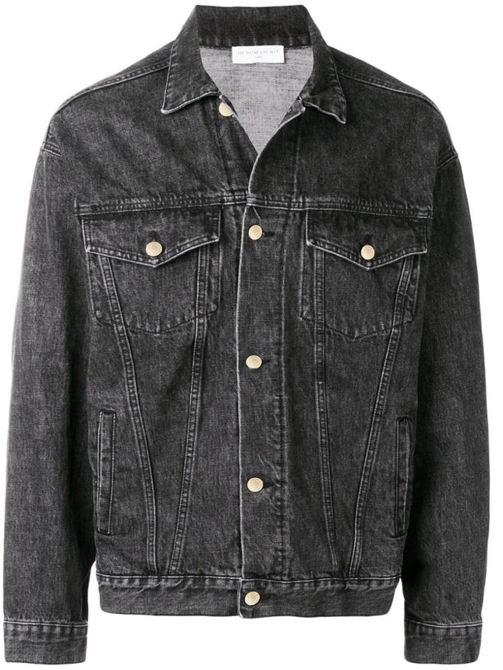 Ih Nom Uh Nit Logo Print Denim Jacket - Black